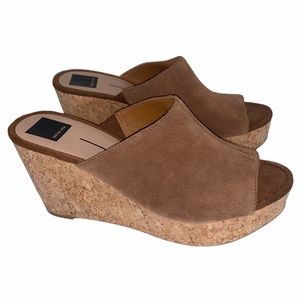DOLCE VITA Barta Tan Suede Cork Wedge Slide Sandal